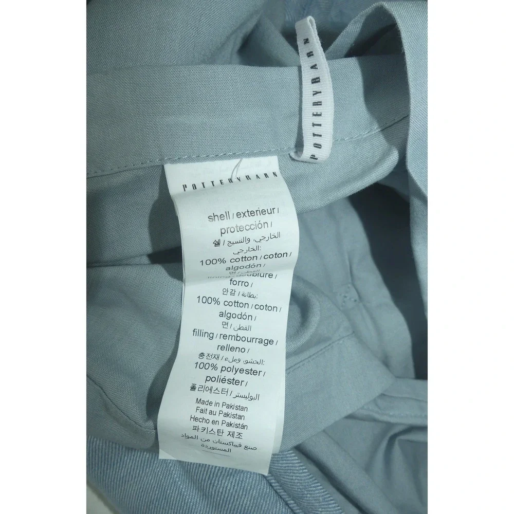 Pottery Barn Cotton Stitch Quilt Standard Shams Pair Light Blue Chambray 20x26